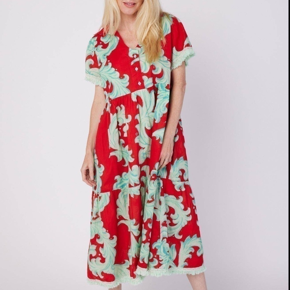 238) Cadenza Resort Spring Summer Dress Red Mist Spring